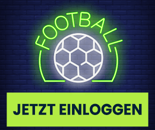 Leuchtender Fußball in Neonoptik mit dem Text Football und grünem Button als visuelle Anspielung auf die Wettigo App